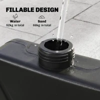 Outsunny 4PCs Cantilever Umbrella Base Weights for Offset Banana Parasol, Wicker Effect HDPE Water or Sand Filled Patio Umbrella Weights with Built-in Handles, Black(m-5)
