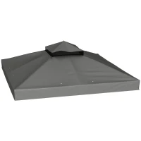 Outsunny 10' x 10' Gazebo Canopy Replacement Cover, 2-Tier Garden Gazebo Roof Replacement, UPF30+, TOP COVER ONLY, Dark Grey(m-9)