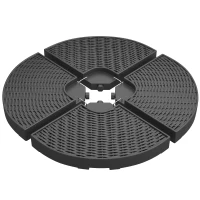 Outsunny 4PCs Cantilever Umbrella Base Weights for Offset Banana Parasol, Wicker Effect HDPE Water or Sand Filled Patio Umbrella Weights with Built-in Handles, Black(m-2)