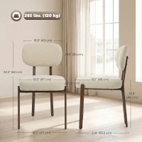 HOMCOM Upholstered Linen Fabric Kitchen Chairs, Modern Dining Chairs Set of 2 with Metal Legs, Beige(m-3)