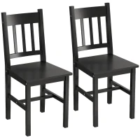 HOMCOM Dining Chairs Set of 2, Kitchen Chair with Slat Back, Pine Wood Structure for Living Room and Dining Room, Black(m-13)