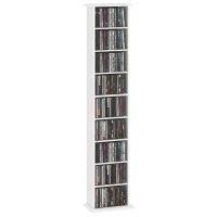 HOMCOM 9-Tier DVD Shelf with 7 Adjustable Shelves, Slim CD Shelf, Holds 252 CDs, 147 DVDs or 189 Blu-rays, White(m-13)