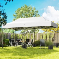 Outsunny 10 x 20 ft Pop Up Canopy Tent, Heavy Duty UPF50+ Outdoor Portable Instant Canopy Shelter with Wheeled Bag, White(m-3)