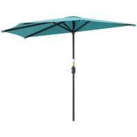Outsunny 9.8ft Half Umbrella Semi Round Patio Parasol with Crank Handle, Top Vent for Garden, Balcony- NO BASE INCLUDED, Light Blue(m-2)