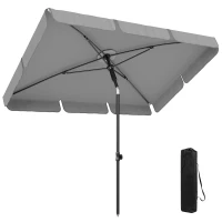 Outsunny 6' x 4' Patio Umbrella with Tilt, Rectangular Outdoor Umbrella for Garden, Grey(m-9)