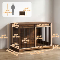 PawHut 100 cm Dog Crate Furniture with Sliding Barn Door for Large Breeds, Rustic Brown(m-3)