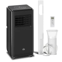HOMCOM 8,000 BTU Moible Air Conditioner 345 Sq. Ft., Dehumidifier Fan Auto Sleep with 24H Timer On/Off, Window Kit, Black(m-9)