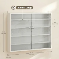 HOMCOM 5-storey Display Cabinet, Shot Glass Display Case, Glass Curio Cabinet with 2 Glass Doors and 4 Adjustable Shelves, White(m-3)