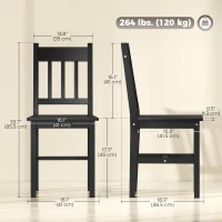 HOMCOM Dining Chairs Set of 2, Kitchen Chair with Slat Back, Pine Wood Structure for Living Room and Dining Room, Black(m-3)