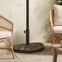 Outsunny 20 lbs Resin Half Round Patio Umbrella Base 20" Outdoor Decorative Parasol Stand Holder For Φ1.5", Φ1.9" Pole, Bronze(m-1)