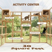 PawHut Catio Playground Cat Window Box Outside Enclosure for Multiple Cats w/ Shelves & Bridges, Yellow(m-5)
