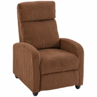 HOMCOM Corduroy Home Theater Seating, Push Back Recliner Chair with Padded Seat for Living Room, Brown(m-13)