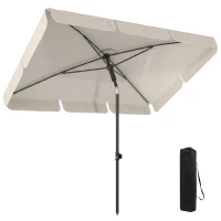 Outsunny 6' x 4' Patio Umbrella with Tilt, Rectangular Outdoor Umbrella for Garden, Beige(m-9)