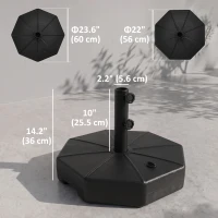 Outsunny Patio Umbrella Base Parasol Holder Outdoor Market Umbrella Stand Weights, Water/Sand Filled for Garden, Poolside, Black(m-3)