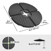 Outsunny 4PCs Cantilever Umbrella Base Weights for Offset Banana Parasol, Wicker Effect HDPE Water or Sand Filled Patio Umbrella Weights with Built-in Handles, Black(m-3)
