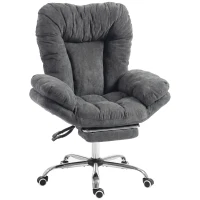 HOMCOM Criss Cross Chair with Wheels, Waterfall Armrests, Overstuffed Wide Office Chair with Footrest, Dark Grey(m-13)