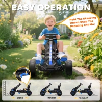 Qaba Kids Pedal Go Kart, Ride on Toy with Automatic Clutch, Brake, Non-Slip EVA Tires for Boys Girls 3-6 Years, Blue(m-5)