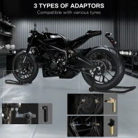 HOMCOM Convertible Motorcycle Stand, Front & Rear Motorcycle Lift with 3 Types of Adaptors, Universal Paddock Lift Stand, Black(m-5)
