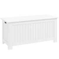 HOMCOM Large Storage Box Storage Trunk Cabinet Container with Lid and 2 Safety Hinges, White(m-2)