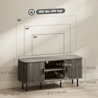 HOMCOM TV Stand Cabinet for TVs up to 55 Inches, TV Unit with Storage Shelves and Cabinets for Living Room, Grey(m-3)
