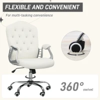 Vinsetto Vanity Office Chair, Velvet Computer Desk Chair with Swivel Wheels, Adjustable Height, Tilt Function, Off-White(m-6)