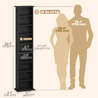 HOMCOM 9-Tier DVD Shelf with 7 Adjustable Shelves, Slim CD Shelf, Holds 252 CDs, 147 DVDs or 189 Blu-rays, Black(m-3)