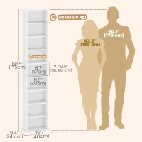 HOMCOM 9-Tier DVD Shelf with 7 Adjustable Shelves, Slim CD Shelf, Holds 252 CDs, 147 DVDs or 189 Blu-rays, White(m-3)