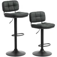 HOMCOM Bar Stools Set of 2, Swivel Counter Height Barstools with Adjustable Height, Back and Footrest, PU Leather Bar Chairs(m-2)