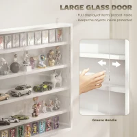 HOMCOM 5-storey Display Cabinet, Shot Glass Display Case, Glass Curio Cabinet with 2 Glass Doors and 4 Adjustable Shelves, White(m-5)