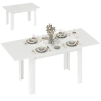HOMCOM Modern Extendable Dining Table, 55.1 x 31.5 in, for 6-8 People, Expandable Dining Table for Kitchen, White(m-9)