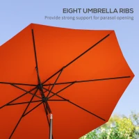 Outsunny 10' x 8' Round Market Umbrella, Patio Umbrella with Crank Handle and Tilt, Outdoor Parasol for Garden, Orange(m-7)