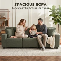 HOMCOM 3 Seater Sofa with Storage Pockets, Modern Upholstered Couch with Pocket Springs, Green(m-4)