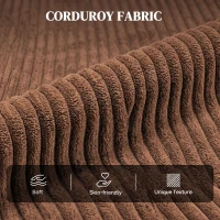 HOMCOM Corduroy Home Theater Seating, Push Back Recliner Chair with Padded Seat for Living Room, Brown(m-6)