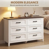 HOMCOM Wide Dresser for Bedroom with 6 Drawers Storage Chest of Drawers for Living Room, Closet, Laundry, Entryway(m-6)