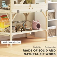 PawHut Wooden Hamster Cage with Openable Top, Water Bottle, Transparent Panels for Syrian, Dwarf Hamsters and Gerbils, Natural(m-7)
