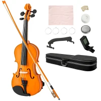 HOMCOM 4/4 Full Size Violin, Wood Acoustic Violin Set for Beginners, Adults, with Case, Rosin, Shoulder Rest, Brown(m-13)