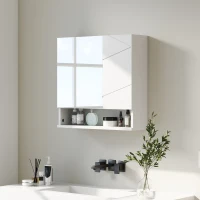 kleankin Medicine Cabinet, Wall Mounted Bathroom Mirror Cabinet with Mirrored Door, Adjustable Shelf and Soft Close Mechanism(m-1)