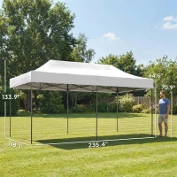 Outsunny 10 x 20 ft Pop Up Canopy Tent, Heavy Duty UPF50+ Outdoor Portable Instant Canopy Shelter with Wheeled Bag, White(m-7)