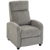 HOMCOM Corduroy Home Theater Seating, Push Back Recliner Chair with Padded Seat for Living Room, Grey(m-13)