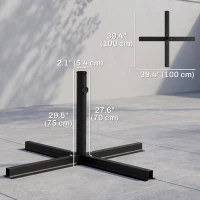 Outsunny Outdoor Universal Cross Brace Stand for Small Offset Umbrella or Large Market Umbrella, Black(m-3)