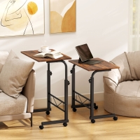 HOMCOM Mobile Standing Desk with Adjustable Height, 23.5 inch Stand Up Desk with Wheels, Rustic Brown