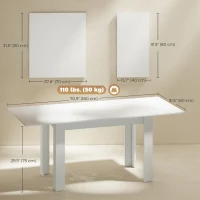 HOMCOM Modern Extendable Dining Table, 55.1 x 31.5 in, for 6-8 People, Expandable Dining Table for Kitchen, White(m-3)