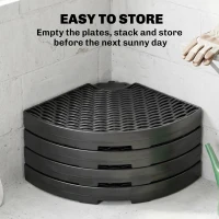 Outsunny 4PCs Cantilever Umbrella Base Weights for Offset Banana Parasol, Wicker Effect HDPE Water or Sand Filled Patio Umbrella Weights with Built-in Handles, Black(m-7)