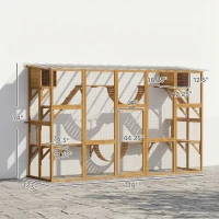 PawHut Catio Playground Cat Window Box Outside Enclosure for Multiple Cats w/ Shelves & Bridges, Yellow(m-3)