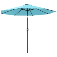 Outsunny 10' x 8' Round Market Umbrella, Patio Umbrella with Crank Handle and Tilt, Outdoor Parasol for Garden, Sky Blue(m-2)