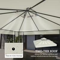 Outsunny 10' x 10' Gazebo Canopy Replacement Cover, 2-Tier Garden Gazebo Roof Replacement, UPF30+, TOP COVER ONLY, Light Grey(m-4)