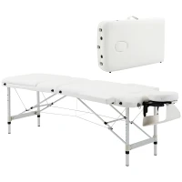 HOMCOM 85" 3 Section Foldable Massage Table Professional Salon Spa Facial Couch Bed (White)(m-9)