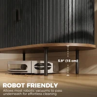HOMCOM Sideboard Buffet Cabinet with Curved Tambour Doors and Storage, Brown Wood Grain(m-7)