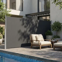 Outsunny Retractable Side Awning, 165" x 73" Outdoor Privacy Screen, Water-Resistant, UV 50+, Dark Grey(m-1)