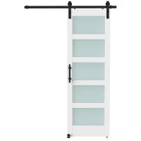 HOMCOM Sliding Door, 28" x 84" Sliding Barn Door with Hardware Kit Included & Handle, PVC Surface, White(m-2)